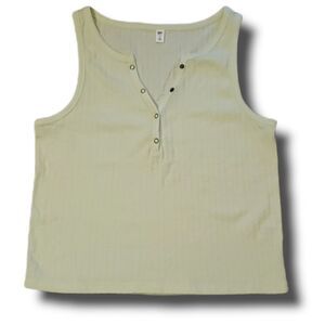NEW BP. Nordstrom Ribbed Henley Tank Button Down‎ Limecream Size 1X